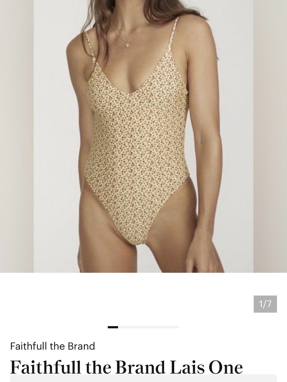 Faithfull the Brand Lais One Piece Yellow‎ Ditsy Floral Print L Vacation Beach